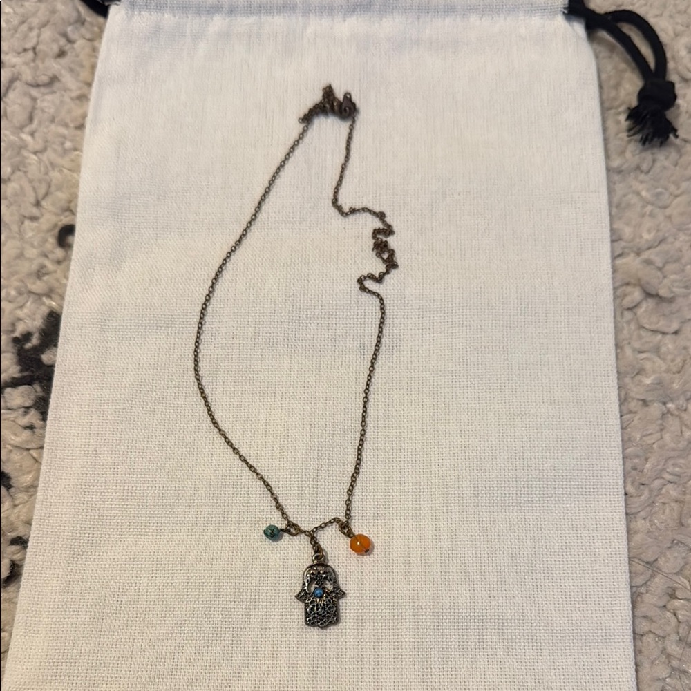 Bronze Hamsa Beaded Necklace